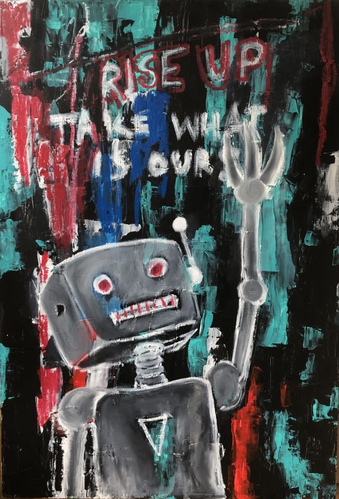 Robo Uprising - robot with an arm reaching up