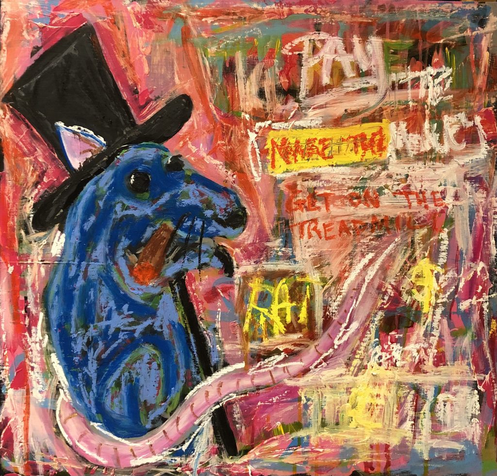 Rat in a top hat, with a cane and cigar.