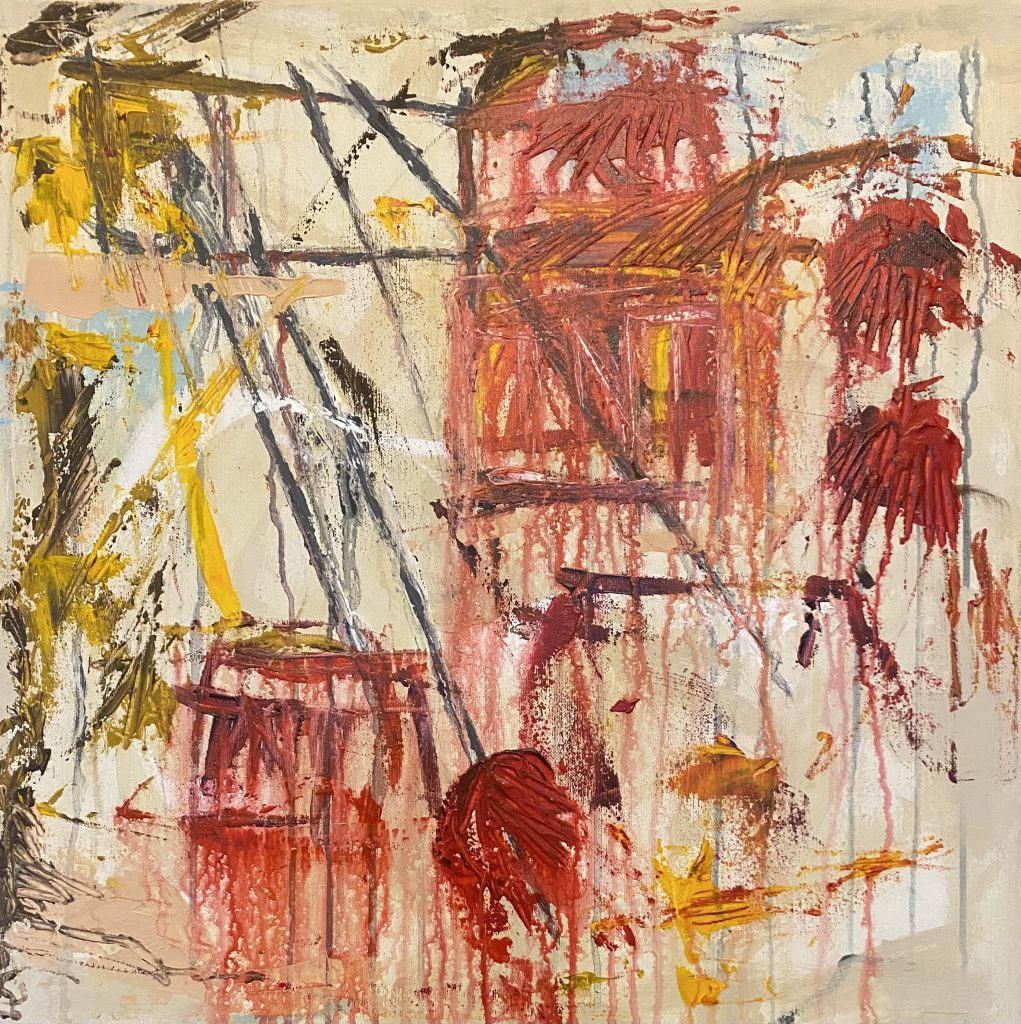 This is a messy confusion of drips and scratches, inspired by the computer game Minecraft - abstract expressionism