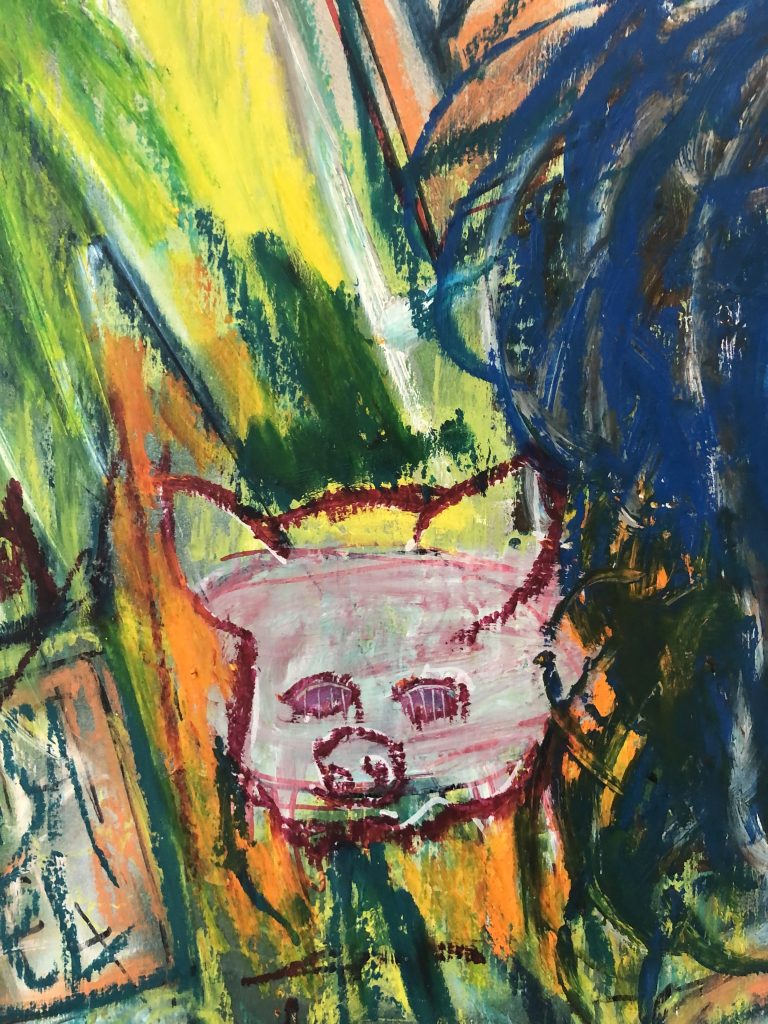 Pig painted in oil